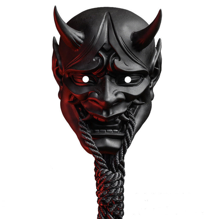 Halloween Demon Mask with Horns - Red Prajna Latex - Black