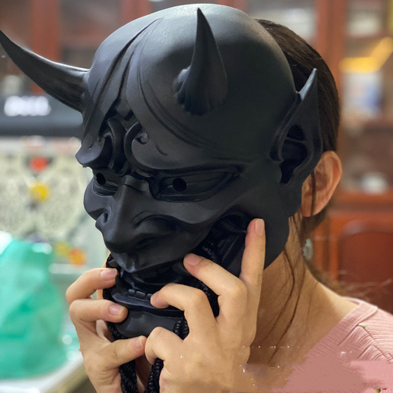 Halloween Demon Mask with Horns - Red Prajna Latex