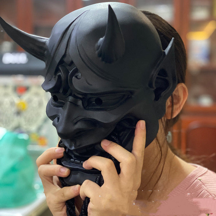 Halloween Demon Mask with Horns - Red Prajna Latex
