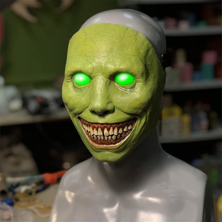 Halloween Demon Mask with White Eyes - Latex Costume Accessory - B