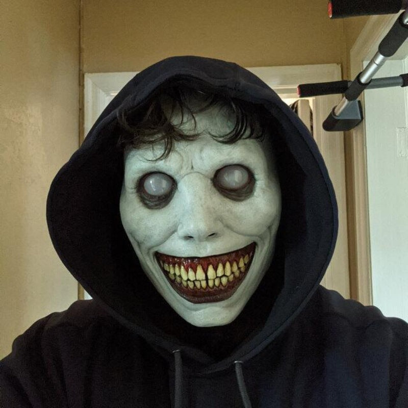 Halloween Demon Mask with White Eyes - Latex Costume Accessory