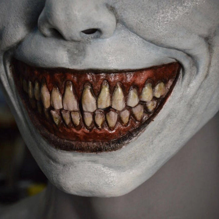 Halloween Demon Mask with White Eyes - Latex Costume Accessory