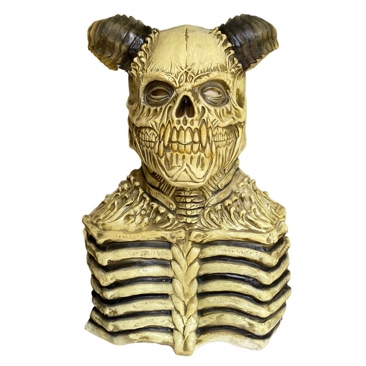 Halloween Devil Horns Skull Latex Mask - Horror Costume Accessory
