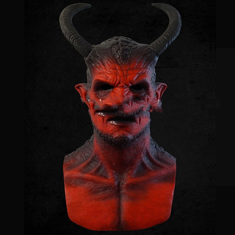Halloween Devil Mask Full Head - Red Demon Costume Accessory - Red