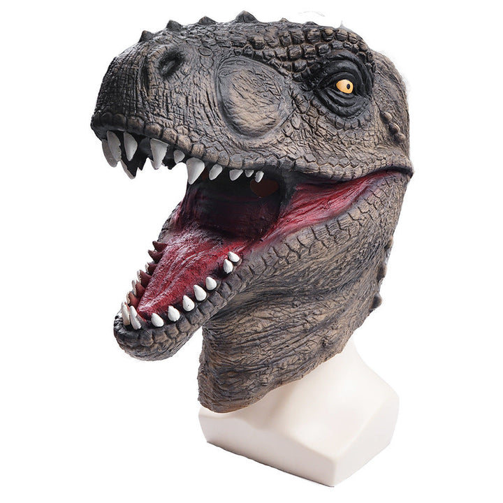 Halloween Dinosaur Latex Mask - Tyrannosaurus Rex Head Costume - Green