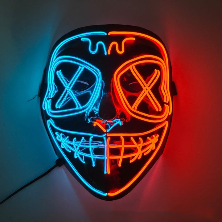 Halloween EL Wire Horror Full Face Light-Up Mask - Dark Blue-Red