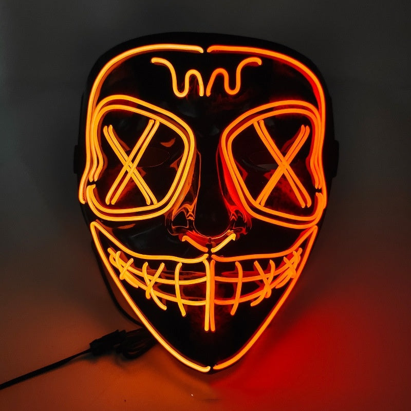 Halloween EL Wire Horror Full Face Light-Up Mask - Orange-Red