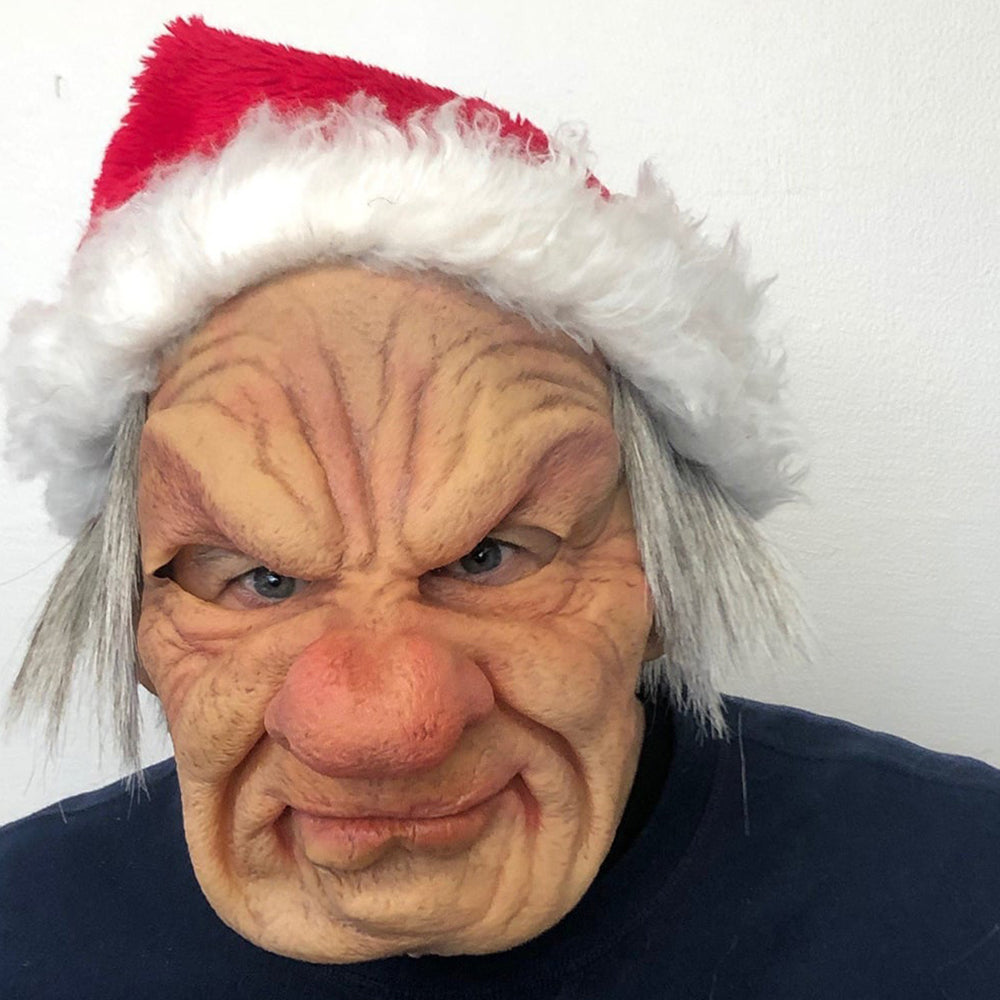 Halloween Elderly Character Mask – Full Face Party Costume - Big-Nosed Santa