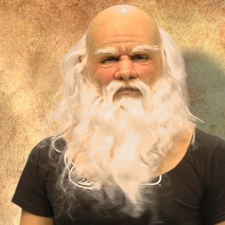 Halloween Elderly Character Mask – Full Face Party Costume - Grandpa With White Beard