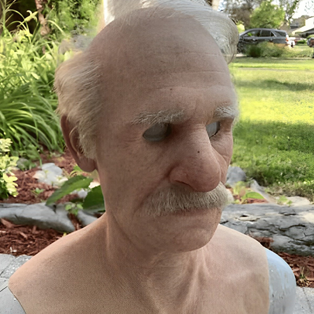 Halloween Elderly Character Mask – Full Face Party Costume - W-Style Old Man