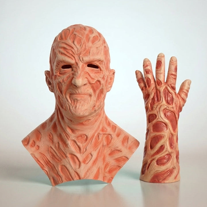 Halloween Freddy Krueger Mask & Glove Set - Scarred Horror Costume Acc - Mask & Glove Set