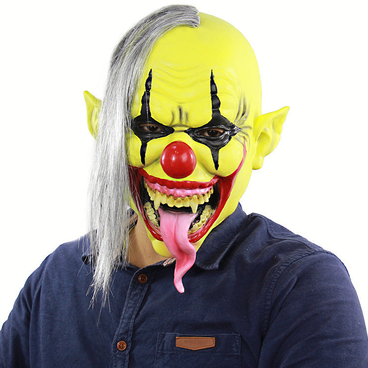 Halloween Green Face Clown Latex Mask - Horror Party Costume