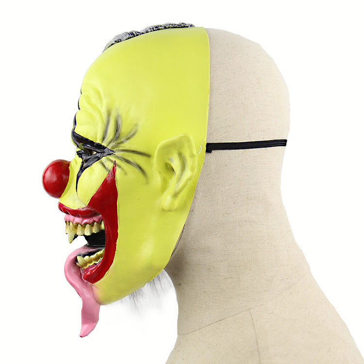 Halloween Green Face Clown Latex Mask - Horror Party Costume