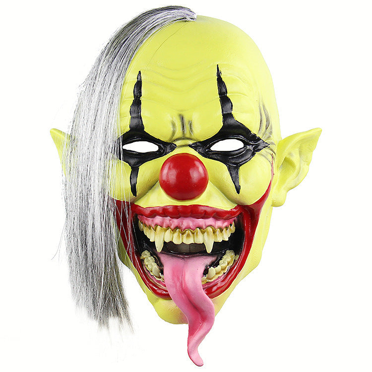 Halloween Green Face Clown Latex Mask - Horror Party Costume