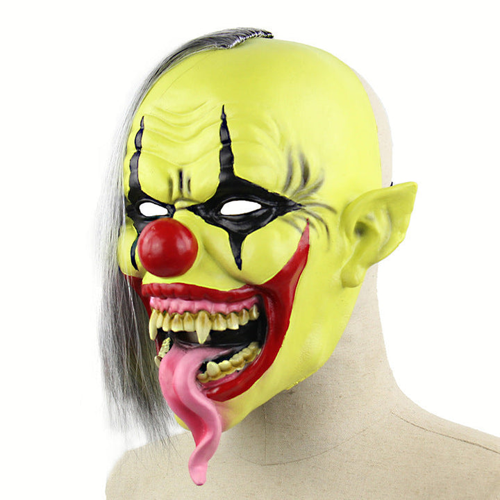 Halloween Green Face Clown Latex Mask - Horror Party Costume