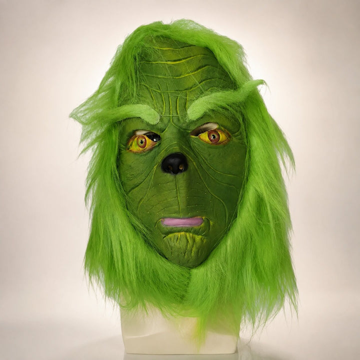 Halloween Grinch Mask with Gloves - Complete Costume Set