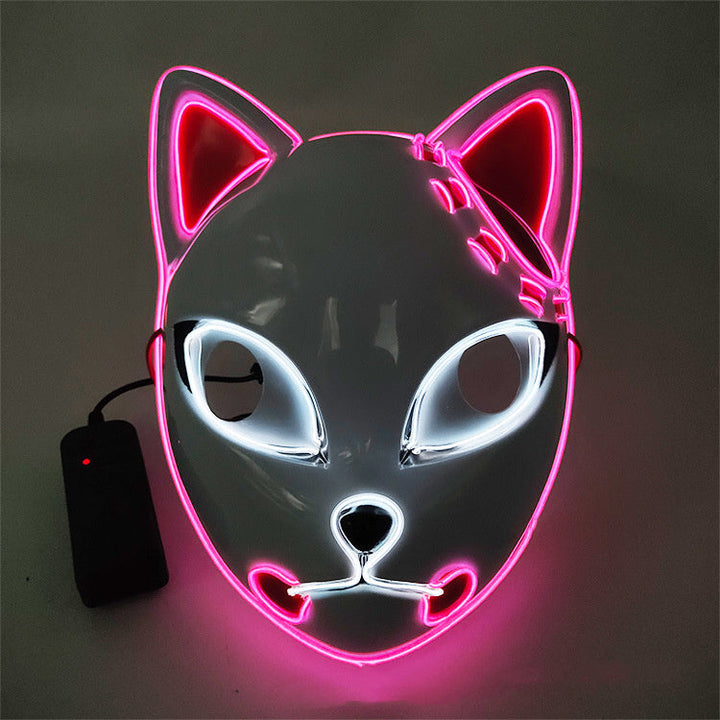 Halloween Light-Up Mask - Glowing LED Cosplay Accessory - Black