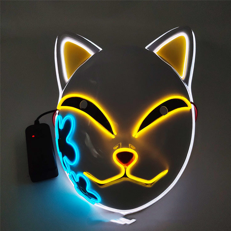 Halloween Light-Up Mask - Glowing LED Cosplay Accessory - Blue