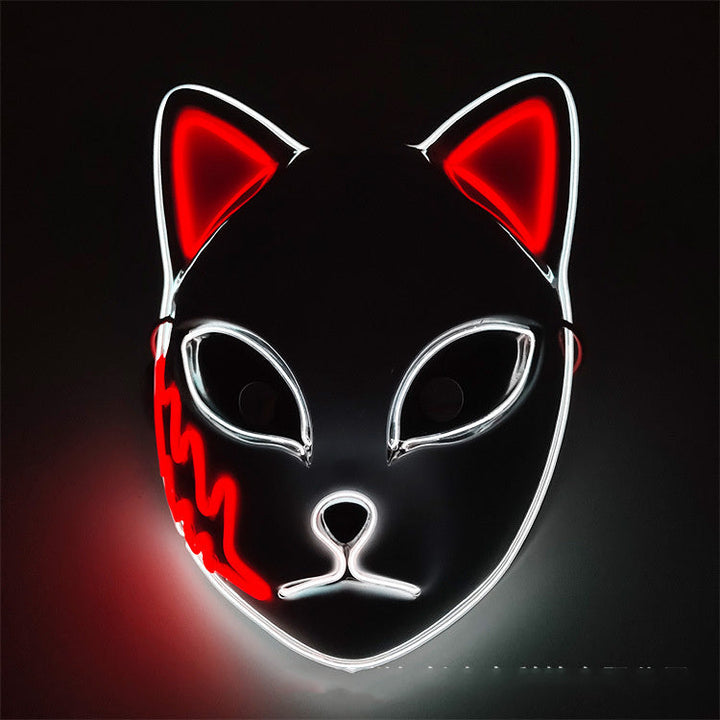 Halloween Light-Up Mask - Glowing LED Cosplay Accessory - Red