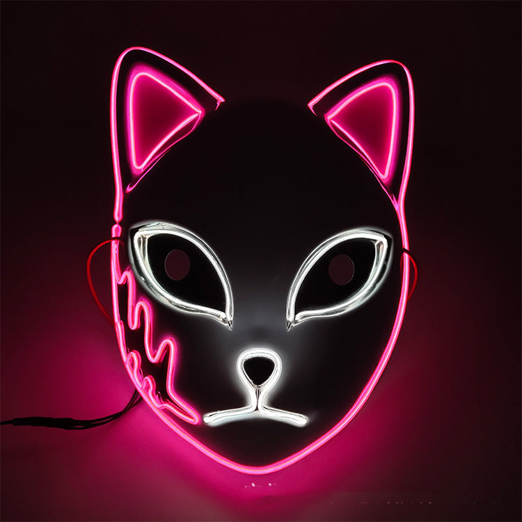 Halloween Light-Up Mask - Glowing LED Cosplay Accessory - White