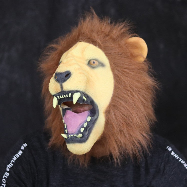 Halloween Lion Mask - Open Mouth Latex Costume - Open Mouth Lion Latex Type B