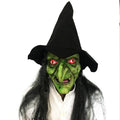 Halloween Long Hair Witch Mask - Latex Grimace Face