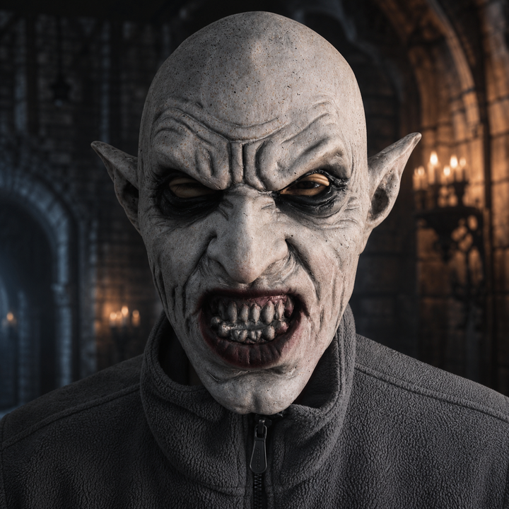 Halloween Monster Mask – Pointed Ears Full Face Party Costume - Gray