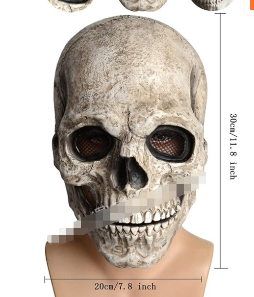 Halloween Movable Jaw Skull Mask - Full Head Latex