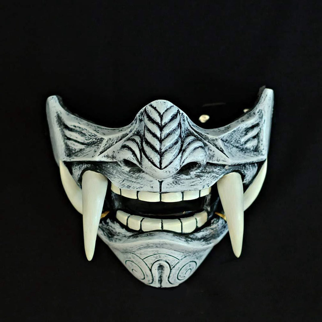 Halloween Noh Half-Face Latex Mask - Japanese Cosplay - White
