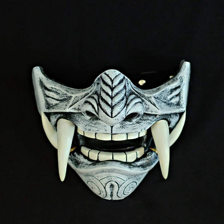 Halloween Noh Half-Face Latex Mask - Japanese Cosplay - White