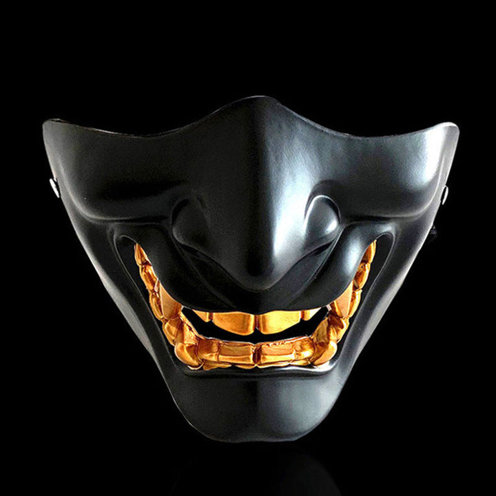 Halloween Prajna Half-Face Mask - Horror Resin Accessory - Black