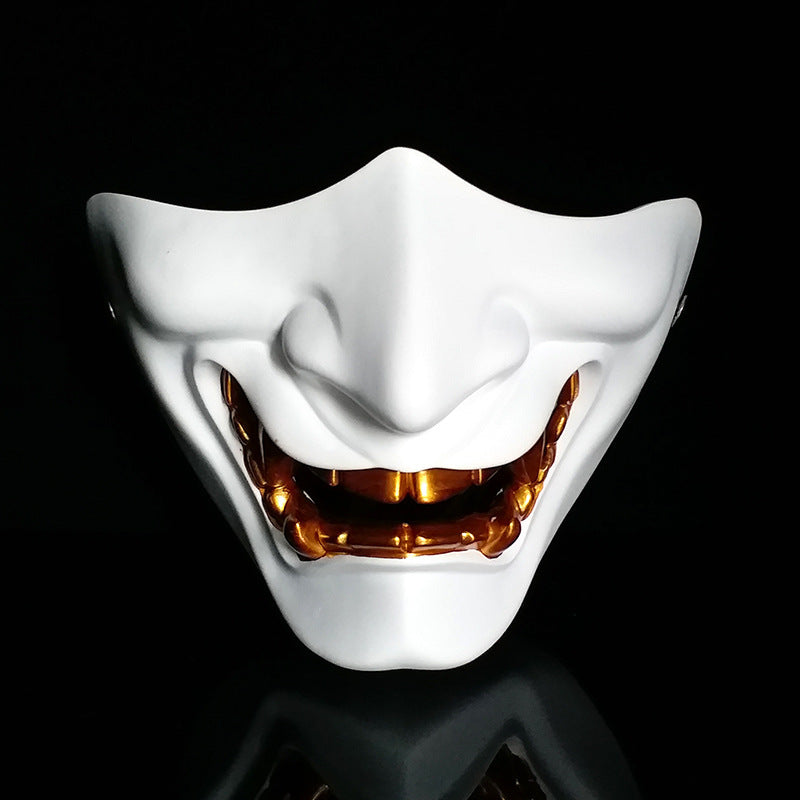 Halloween Prajna Half-Face Mask - Horror Resin Accessory - White
