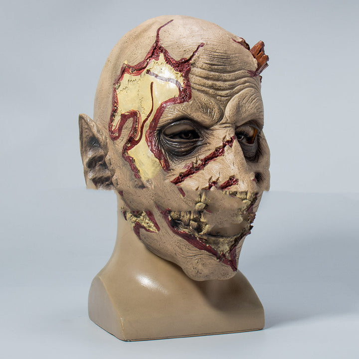 Halloween Scary Old Man Latex Mask - Creepy Character Face - Yellow