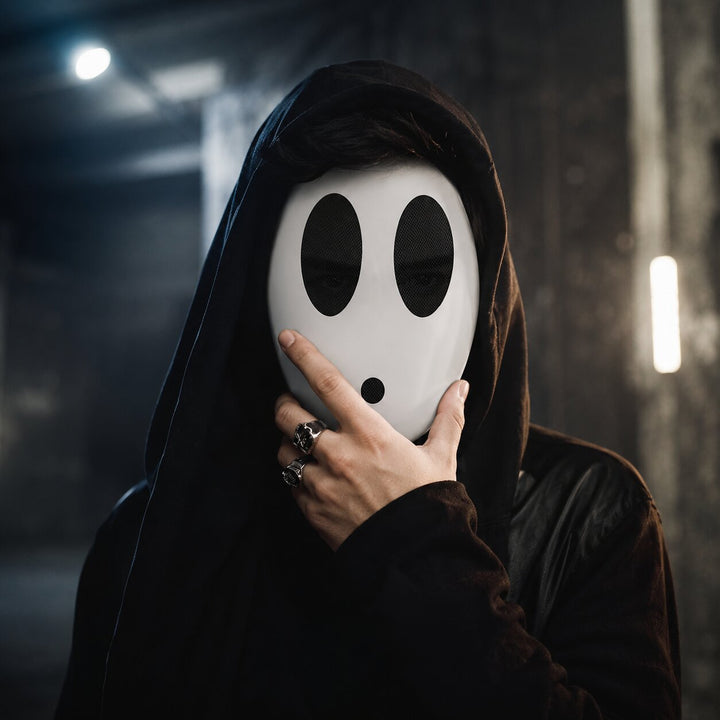 Halloween Shy Guy Mask - White Character Face Accessory