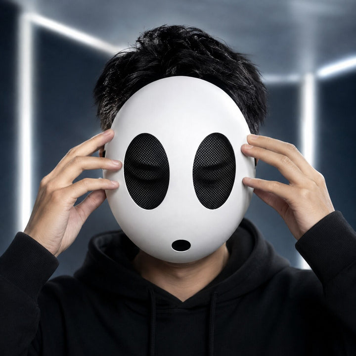 Halloween Shy Guy Mask - White Character Face Accessory