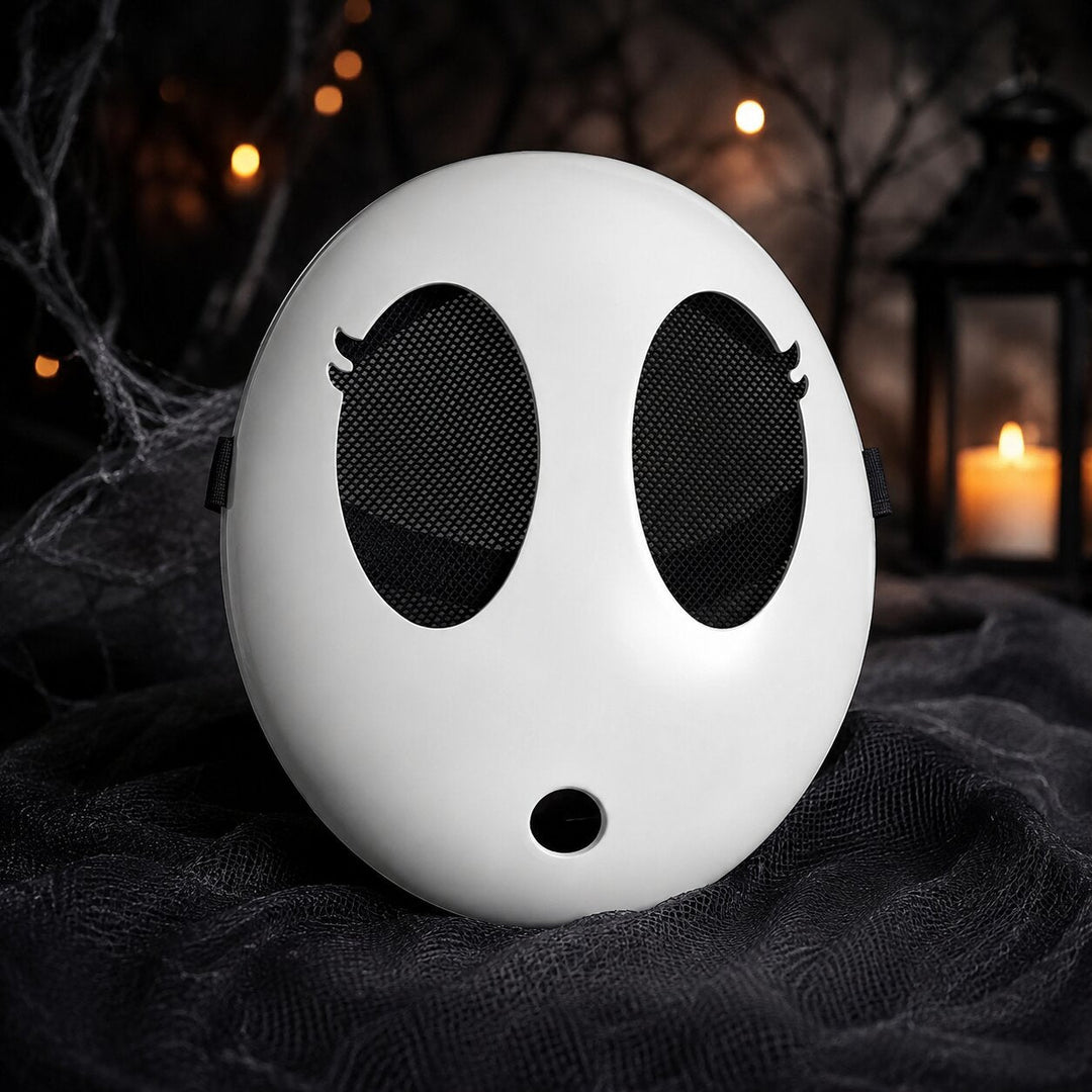 Halloween Shy Guy Mask - White Character Face Accessory