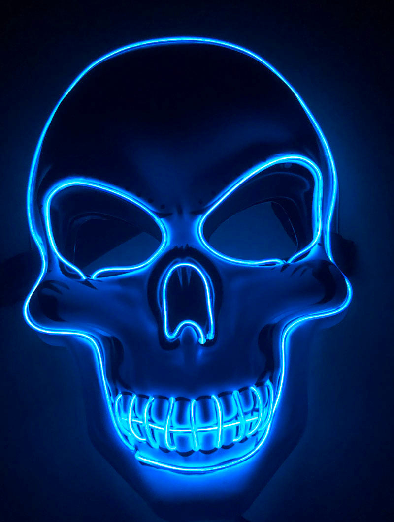 Halloween Skeleton Mask LED Glow - Scary Party Accessory - Blue 2