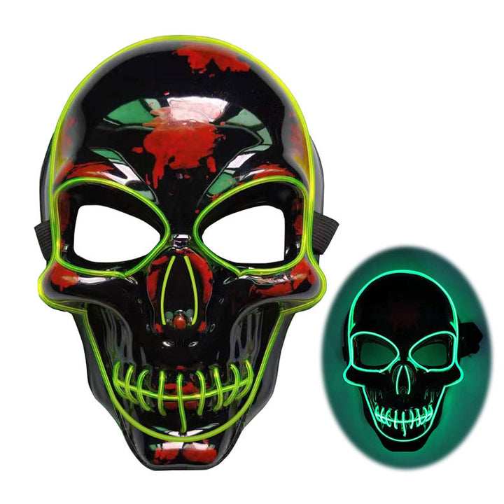 Halloween Skeleton Mask LED Glow - Scary Party Accessory - Fluorescent Green