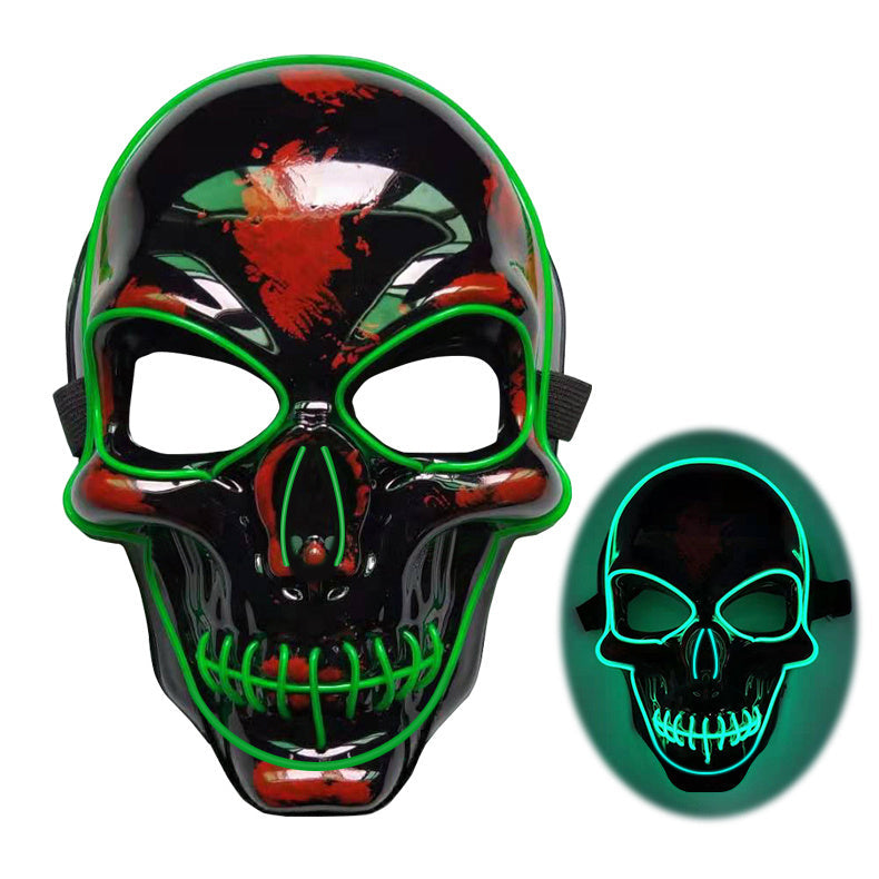 Halloween Skeleton Mask LED Glow - Scary Party Accessory - Green