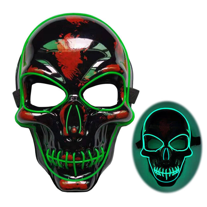 Halloween Skeleton Mask LED Glow - Scary Party Accessory - Green