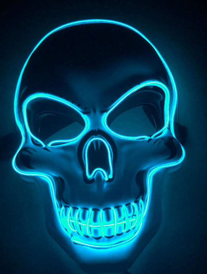 Halloween Skeleton Mask LED Glow - Scary Party Accessory - Ice Blue 2