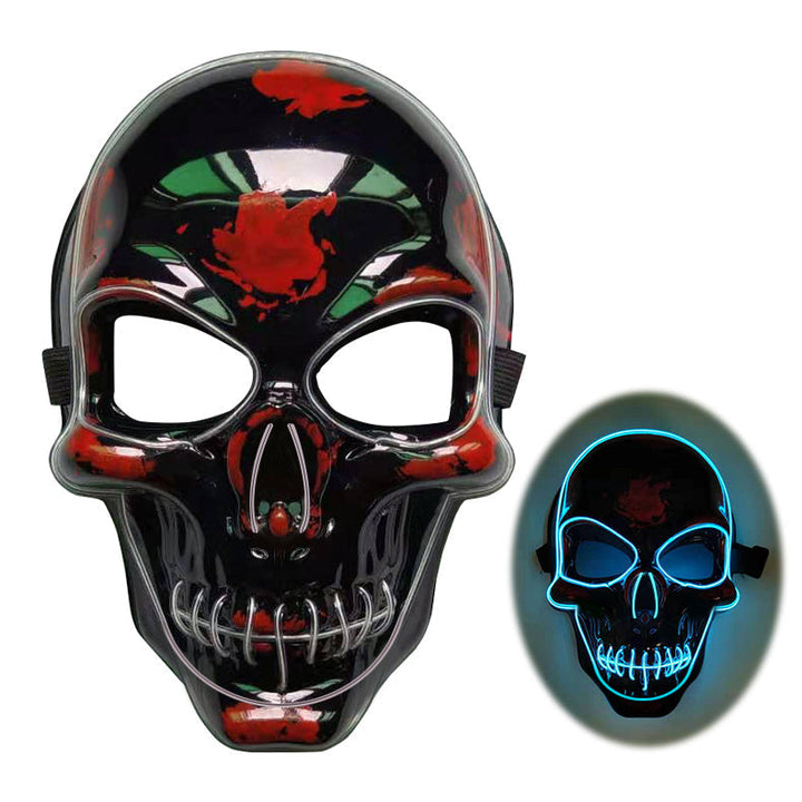 Halloween Skeleton Mask LED Glow - Scary Party Accessory - Ice Blue