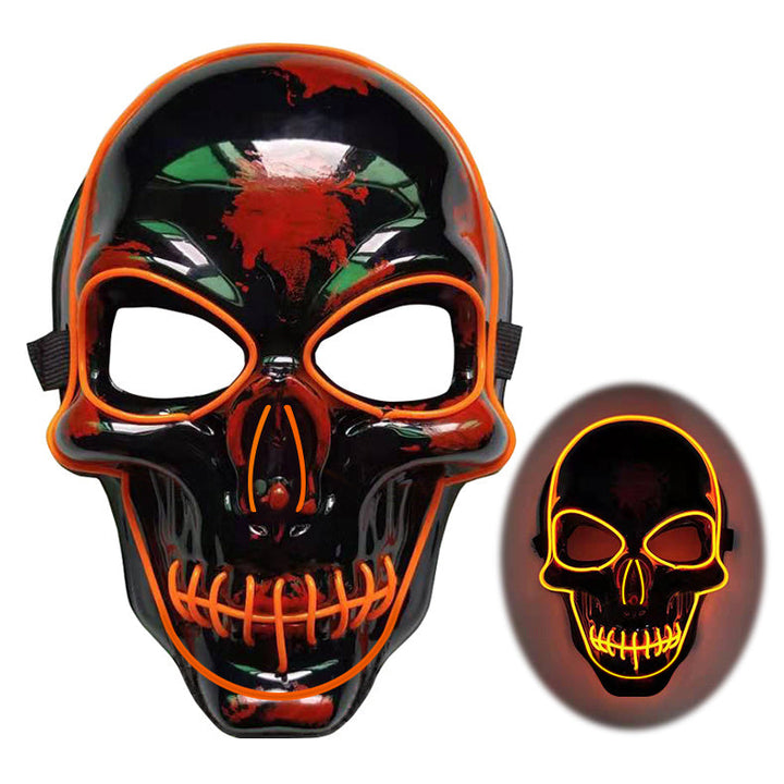 Halloween Skeleton Mask LED Glow - Scary Party Accessory - Orange