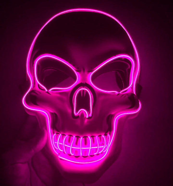Halloween Skeleton Mask LED Glow - Scary Party Accessory - Pink