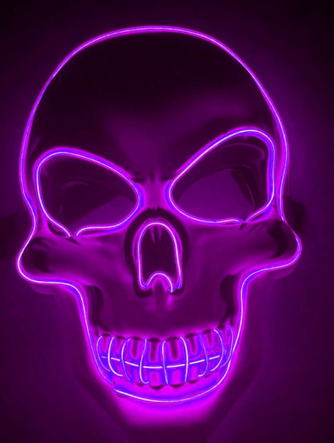 Halloween Skeleton Mask LED Glow - Scary Party Accessory - Purple 2