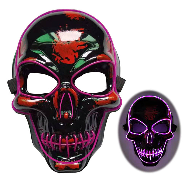 Halloween Skeleton Mask LED Glow - Scary Party Accessory - Purple