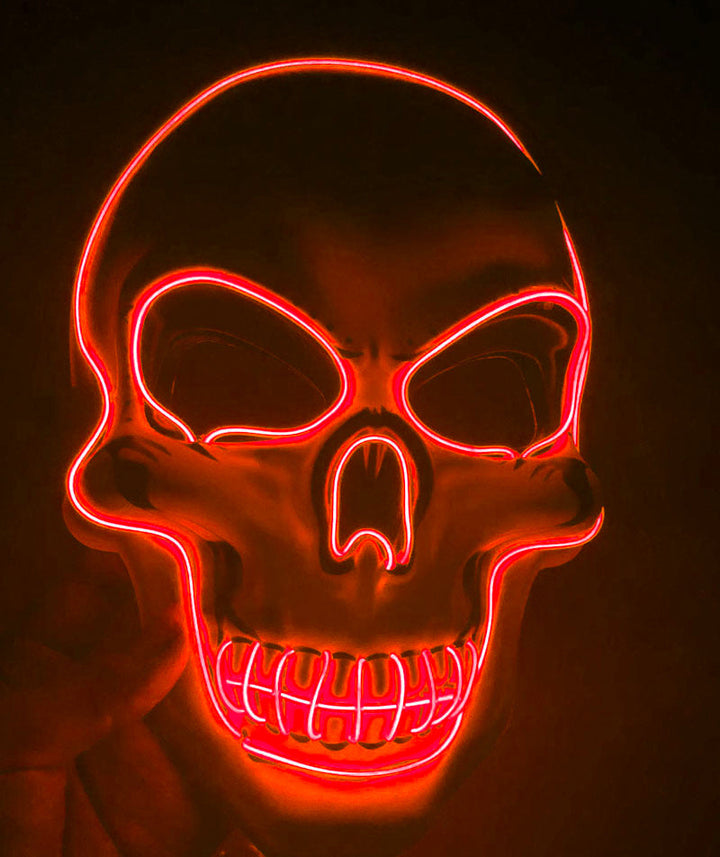 Halloween Skeleton Mask LED Glow - Scary Party Accessory - Red 2
