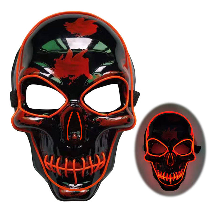 Halloween Skeleton Mask LED Glow - Scary Party Accessory - Red