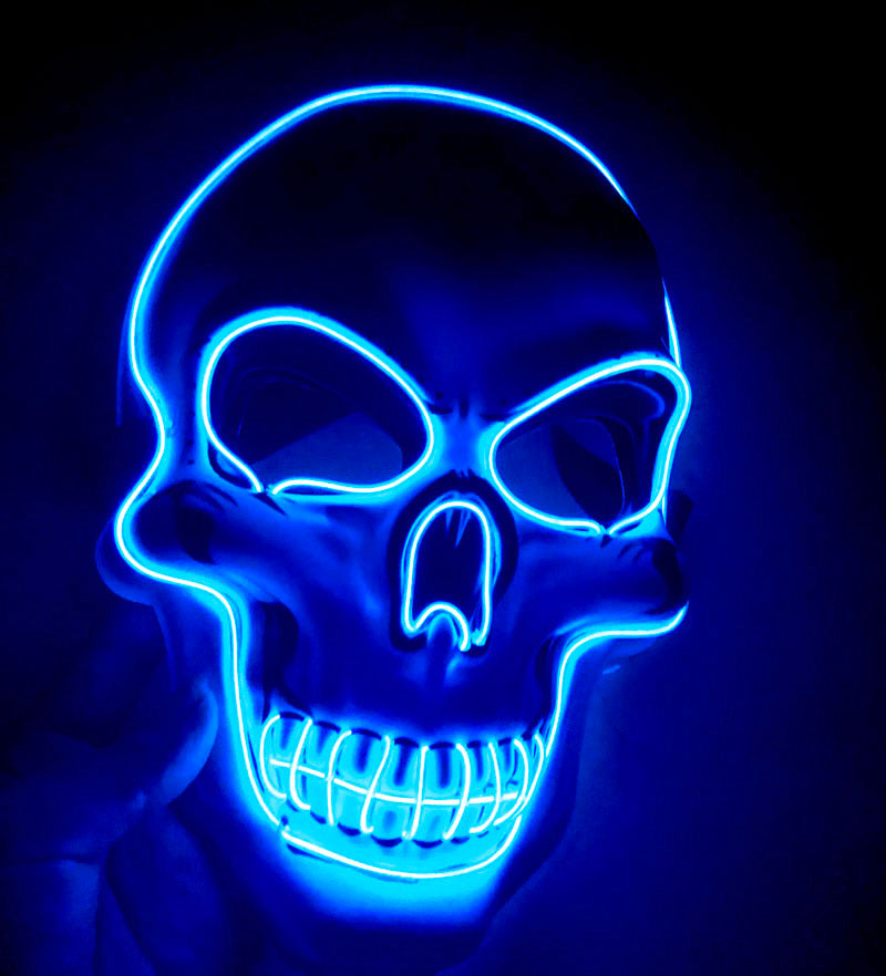 Halloween Skeleton Mask LED Glow - Scary Party Accessory - White 3