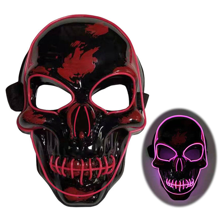 Halloween Skeleton Mask LED Glow - Scary Party Accessory - White